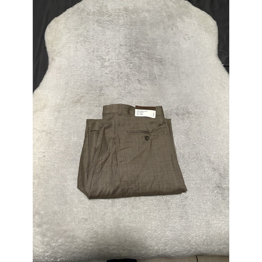 Fenzi Nino Men's Wool Straight Taupe Shark Slacks Dress Pants 38x32 Cuffed
